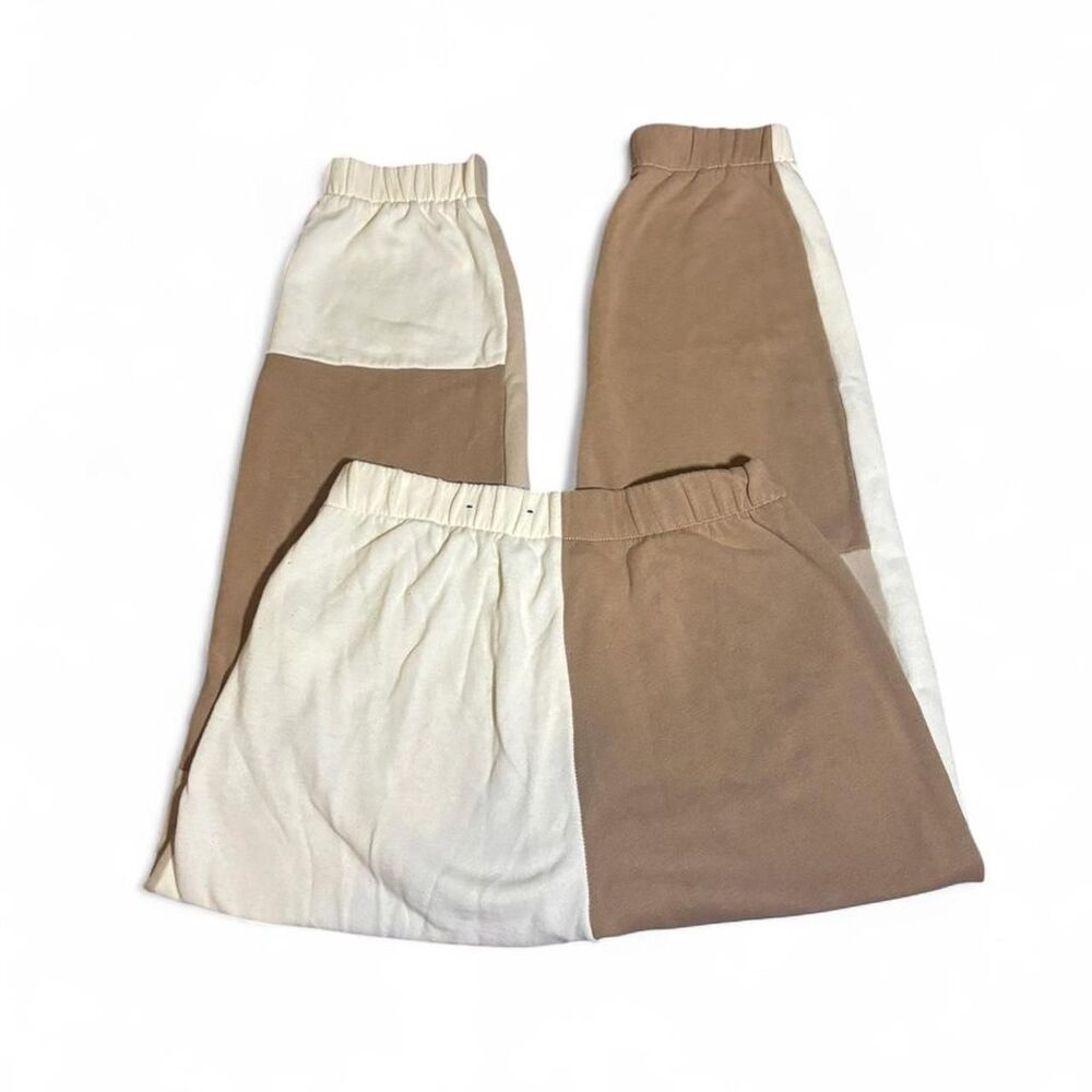 Hollister-co Women's cream and brown patchwork sweatpants - Picture 2 of 4